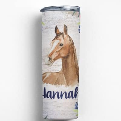 Tumbler de cai floral personalizat cu nume - Cupa de tumbler de cai occidentali pentru iubitor de cai - Ideea de cadou pentru