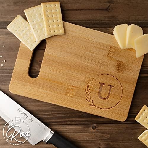 Plăci de tăiat personalizate-placă de tăiat gravată cu monogramă mică-placă de tăiat din bambus personalizată 9x6 cu inițiale-cadou