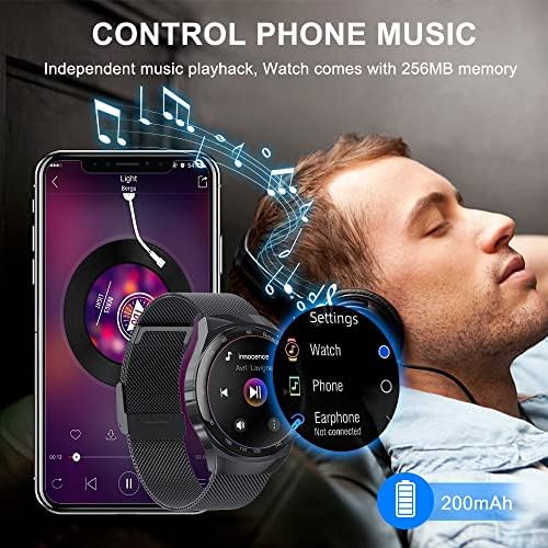 Suinsist Smart Watch for Men, AK26 Smartwatch pentru telefoane Android și iOS, tracker de fitness cu monitor de somn/HR, ecran