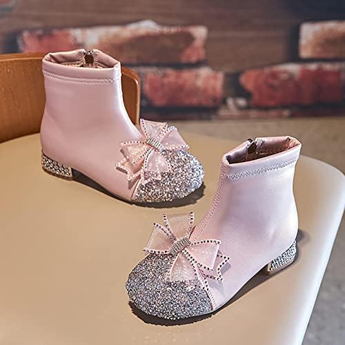 Pantofi Din Piele Pentru Fete Glitter Glezna Cizme Copii Toc Scăzut Rochie Papuceii Moda Partea Fermoar Scurt Toddler Ploaie