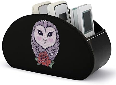 Owl Rose TV Remote Control titular cu 5 compartimente PU piele Organizator birou Caddy cutie de depozitare