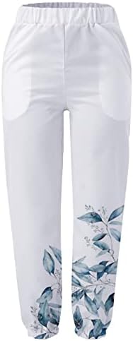 Lenjerie de bumbac Capri pantaloni pentru femei Casual Vara Capri pantaloni cu buzunare mare Waisted confortabil Plaja pantaloni