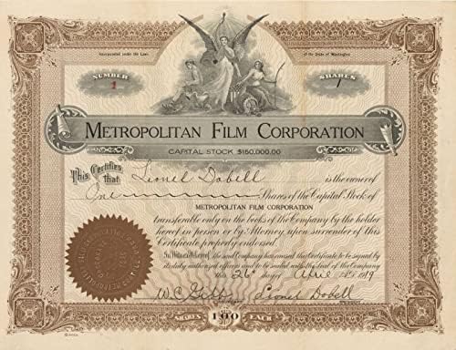 Metropolitan Film Corporation-Certificat De Stoc