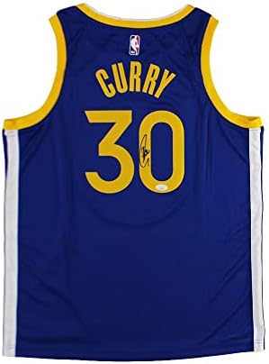 Steph Curry a semnat Golden State Warriors Nike Blue cu cerneală neagră NBA Jersey - tricouri autografate NBA