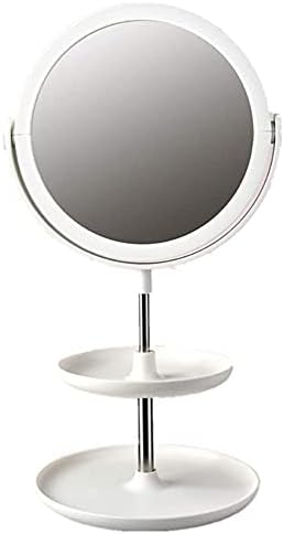 Sogudio oglindă mică oglindă de birou cu suport oglindă de masă cu 2 straturi de depozitare oglindă de machiaj cu depozitare