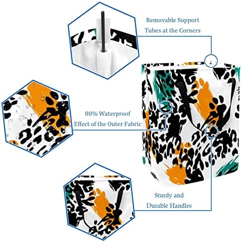 Leopard printuri animal Paw Print rufe pliabile împiedică, 60L coșuri de rufe impermeabile coș de spălat haine jucării depozitare