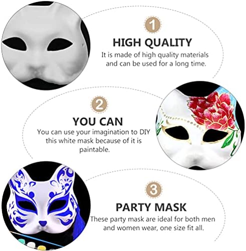UltNice 15pcs hârtie albă Blank Cat DIY Pulpă Pulpă pictată manual Copertă Fox Costum pentru Halloween Ghost Cosplay Masquerade