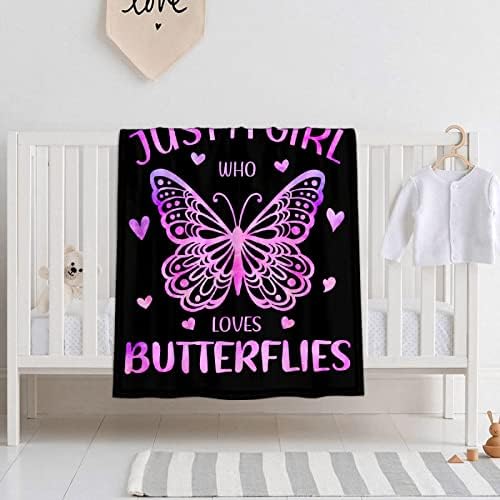 Butterfly Pink Butterfly Ultra Moale Flannel Fleece Canapea aruncă cadouri cu fluturi pentru fete pentru femei 50 x40