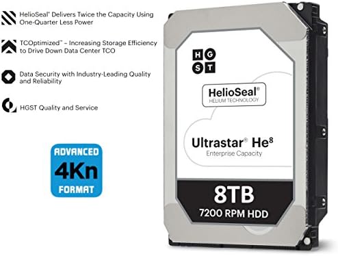 HGST Ultrastar He8 / HUH728080ALN600 / 0F23662 / 8TB 7200 RPM 128mb Cache SATA 6.0 Gb / s 3.5 heliu platforma Enterprise hard