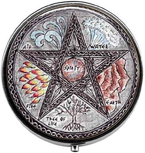 Frumos Pentagrama Vrăjitorie Pilula Cutie Cutie Bomboane Retro Vrăjitoare Gotic Vrăjitorie Bijuterii Art Nouveau Cadouri Frumoase