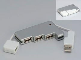 iBUFFALO H430sv Arvel USB 2.0 Hub, 4 porturi, Tip Card, Model de alimentare cu Autobuz, argint