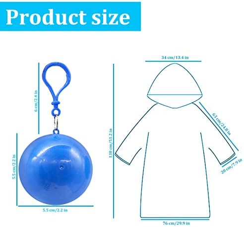 BLLREMIPSUR 4 Pack Portable Raincoats Ball, impermeabile de urgență de unică folosință pentru copii, Poncho de ploaie impermeabil