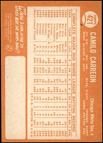 1964 Topps # 421 Camilo Carreon Chicago White Sox NM White Sox