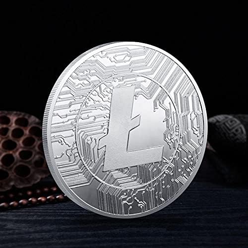 Monedă decorativă de colecție placat cu argint cu carcasă de protecție digitală Craft bitcoin