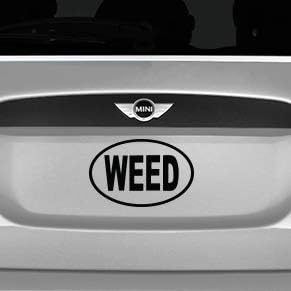 Weed Oval Negru 420 Prietenos Auto Decal / Bumper Autocolant