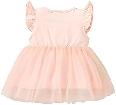 Roz roz solid bow plasă rochie fără mâneci pentru fetiță