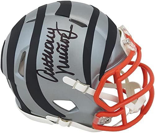 Anthony Munoz a semnat mini cască Cincinnati Bengals FLASH Riddell Speed-mini căști NFL cu autograf