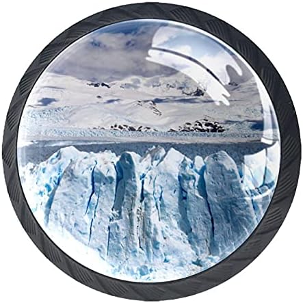 TYUHAW rotund sertar trage mâner vedere aeriană de aisberguri zăpadă munte imprimare cu șuruburi pentru acasă dulap dulapuri