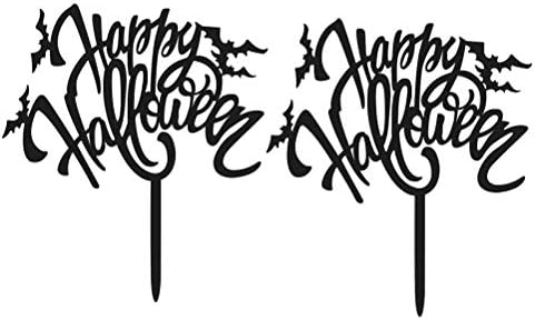 BESTOYARD 2PCS/Set acrilic Halloween Cake Topper Bat decorativ Bat Happy Halloween Picks pentru decorarea petrecerii pentru