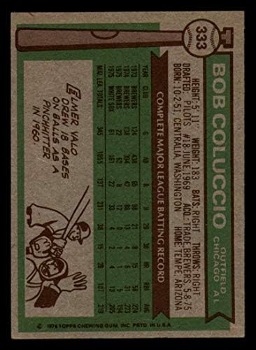 Baseball MLB 1976 Topps 333 Bob Coluccio Ex ++ Excelent ++ White Sox