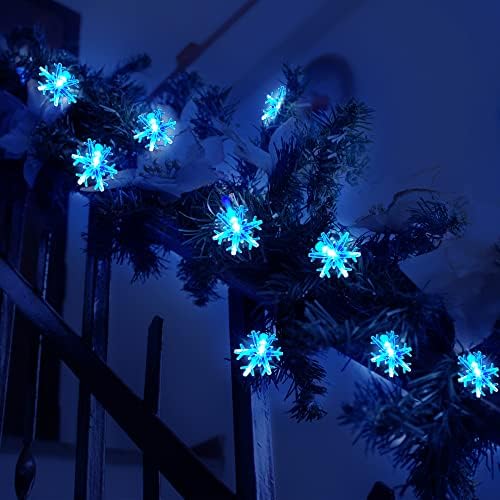 KPCB Hanukkah Decorații Lumini de Crăciun 50 LED -uri Lumini de zână USB Fulgi de zăpadă lumină albastră
