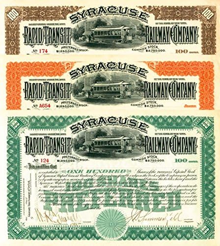 Syracuse Rapid Transit Railway-Certificat De Stoc