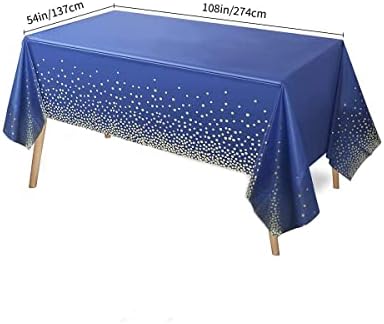 Reloger 12buc Bleumarin Plastic Fețe de masă aur Dot Albastru Fețe de masă, 54 de 108 inci de unică folosință aur Dot Confetti