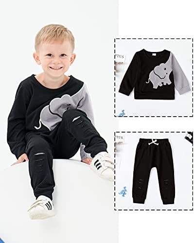 Toddler Baby Boy haine Little Boy îmbrăcăminte Maneca lunga Crewneck Hanorac copii pantaloni 2pcs Costume Set