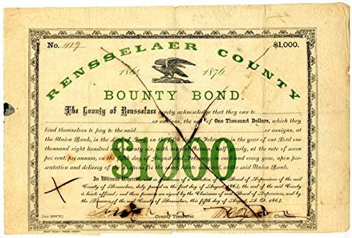 Rensselaer County Bounty Bond-1.000 De Dolari