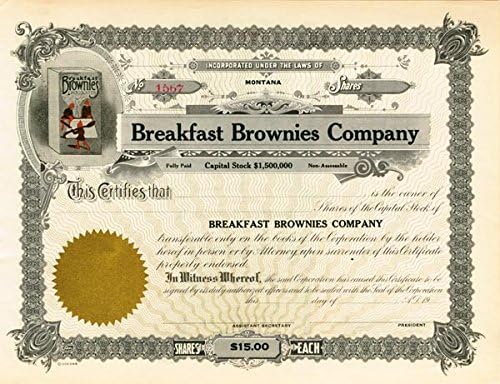 Breakfast Brownies Co. - Certificat De Stoc