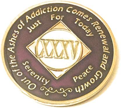 Linie de recuperare 35 de ani Na Deep Purple & Gold Tri Plate Medalion -Chip, Coin, Token