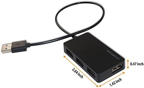 HomeSpot USB2. 0 Hub 4-Port de mare viteză cu cablu prelungitor lung compatibil cu Windows 7/8/10 OSX Linux
