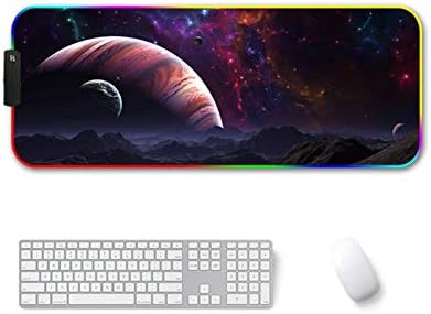 Fansipro supradimensionat RGB colorat LED iluminat tastatură Mat Gaming Mouse Pad pentru laptop PC, 250 * 350 * 3 , Violet