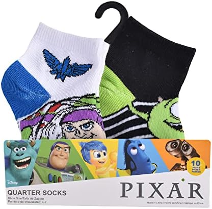 Disney Pixar Baby Boys șosete trimestriale cu 10 pachete, albe, 2-4T SUA