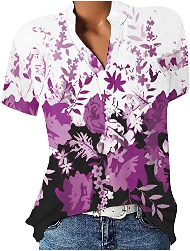 Cămăși Cu Mânecă Scurtă Pentru Femei Bluză Cu Gât În V Bluză Cu Mânecă Scurtă Cămăși Tunică Cu Imprimeu Floral Tricouri Cu
