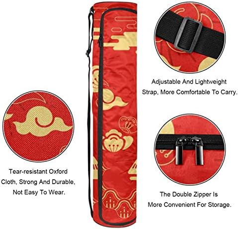 Fericit Anul Nou Chinezesc Yoga Mat saci Full-Zip Yoga Carry Bag Pentru Femei Bărbați, Exercitarea Yoga Mat Carrier cu curea