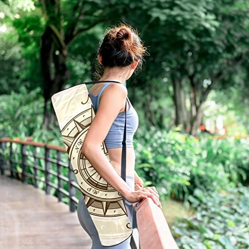 Yoga Mat Bag, Vintage Compass exercițiu Yoga mat Carrier Full-Zip Yoga Mat Carry Bag cu curea reglabilă pentru femei bărbați
