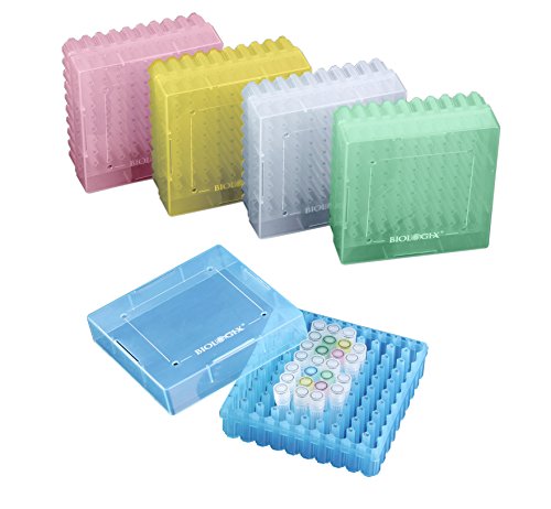 CRYOKING PP cutii criogenice-2in culori asortate cutii criogenice din polipropilenă 100 godeuri, 133x133x52mm. 5 cutii / pachet