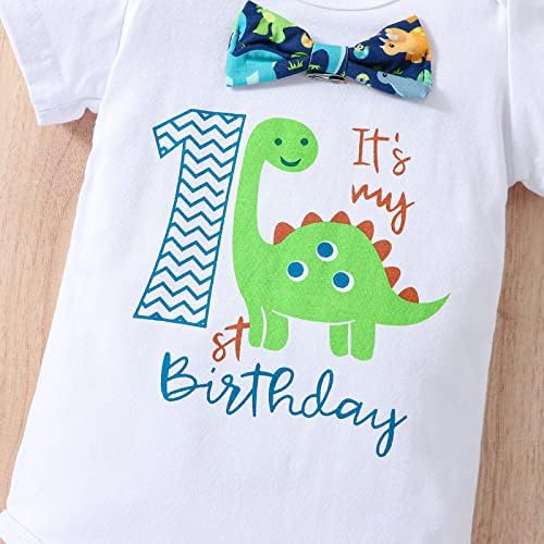 LUZOZEZO Baby Boy amuzant prima zi de naștere haine haine pentru sugari Papion Romper pantaloni Set Bretele tort Smash tinutele