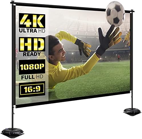 Ecran de proiecție 120 inch - Phopik Ecran și stand Proiector Outdoor - Portabil 16: 9 HD 4K INTERIOR ECHIP DE FILME DE PROFECTOR