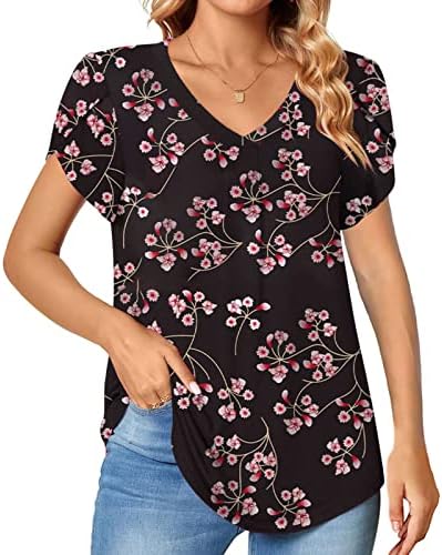 Plus topuri de dimensiuni pentru femei tricouri drăguțe cu manșon de piuliță cu imprimeu floral 2023 Summer la modă casual bluze îmbrăcate casual bluze