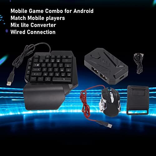 Combo de tastatură cu o singură mână și mouse, 35 de taste RGB Backlit USB Mini tastatură, Adaptor pentru convertor de jocuri