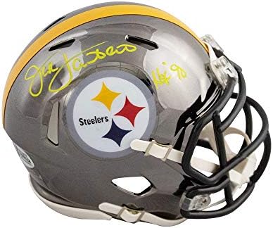 Jack Lambert Hof 90 autograf Pittsburgh Steelers crom mini fotbal casca-BAS COA