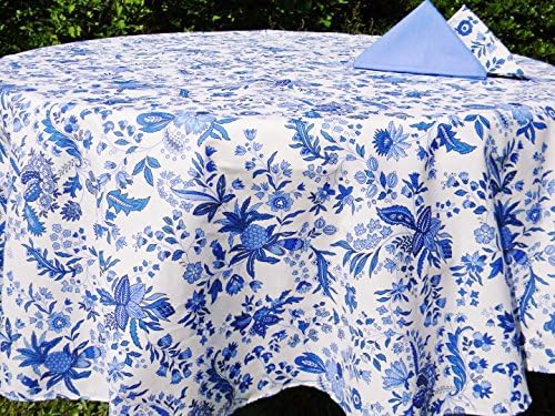 Le Cluny, Versailles Blue and White French Provence 100 % din bumbac acoperit de la sută, 70 inch rotund