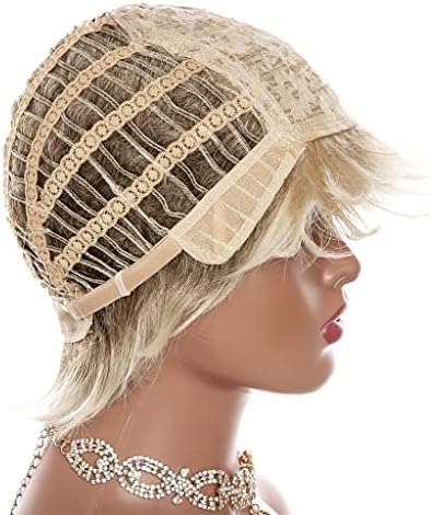 Wssbk femei Bob peruca cu breton de înaltă temperatură fibre Sintetice Peruci scurte Blonda culoare parul drept Cosplay peruca