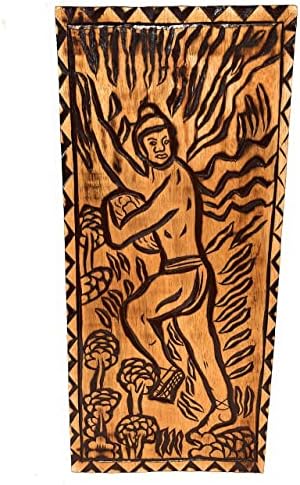 Tikimaster urca la panoul de lemn de siguranță 30 X 12 regele Kamehameha - arta de perete polinezian / dpt5042