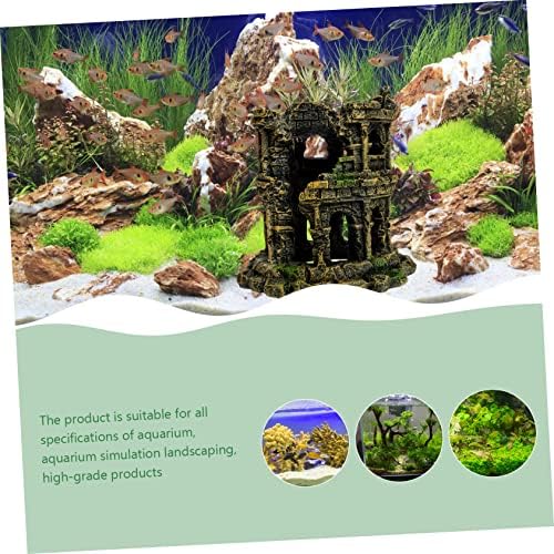 Yardwe Castel Acvariu Decorare Rășină Artizanat Reptile Decor Decor Vintage Rezervor De Pește Peisaj Ornament Rezervor De Pește