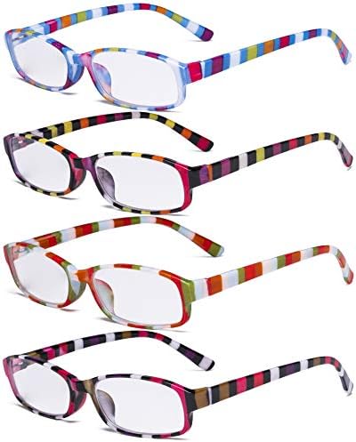 Eyekepper 4 Pack doamnelor moda lectură ochelari-Stripe design lentile mici cititori pentru femei lectură + 4.00