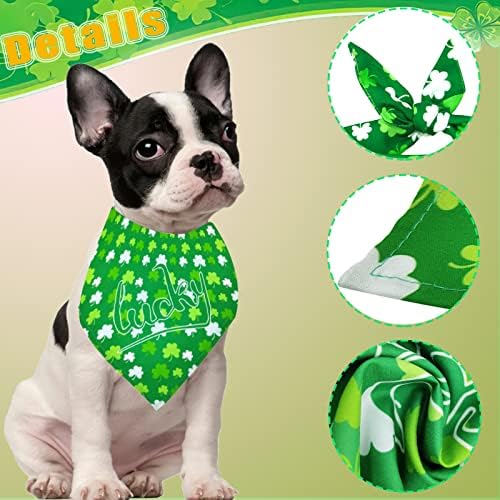 Bandanas de câini de zi Sf. Patrick 3Pack Costum norocos Shamrock, Kiss Me I Irlandez Triunghi Salopes Reglabil Eșarfă pentru