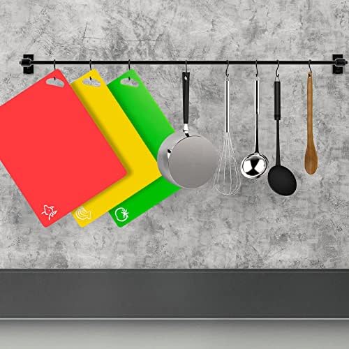 Gokbuy 4buc covorașe de tăiere antiderapante, placă de tăiat bucătărie colorată cu pictograme alimentare, placă de gătit flexibilă